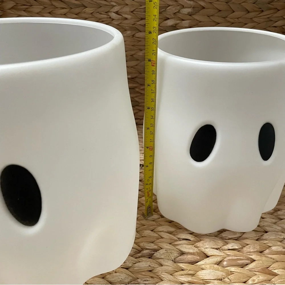 Ghost-shaped planter or candy bucket Halloween 8” and‎ 9”
